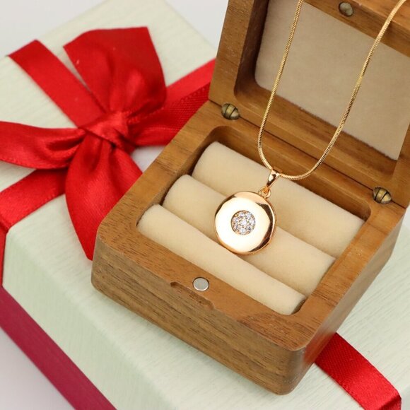 "Rose Gold Round Pendant with Center CZ Stones – Elegant Finish, XPPT1203 - Picture 7 of 13